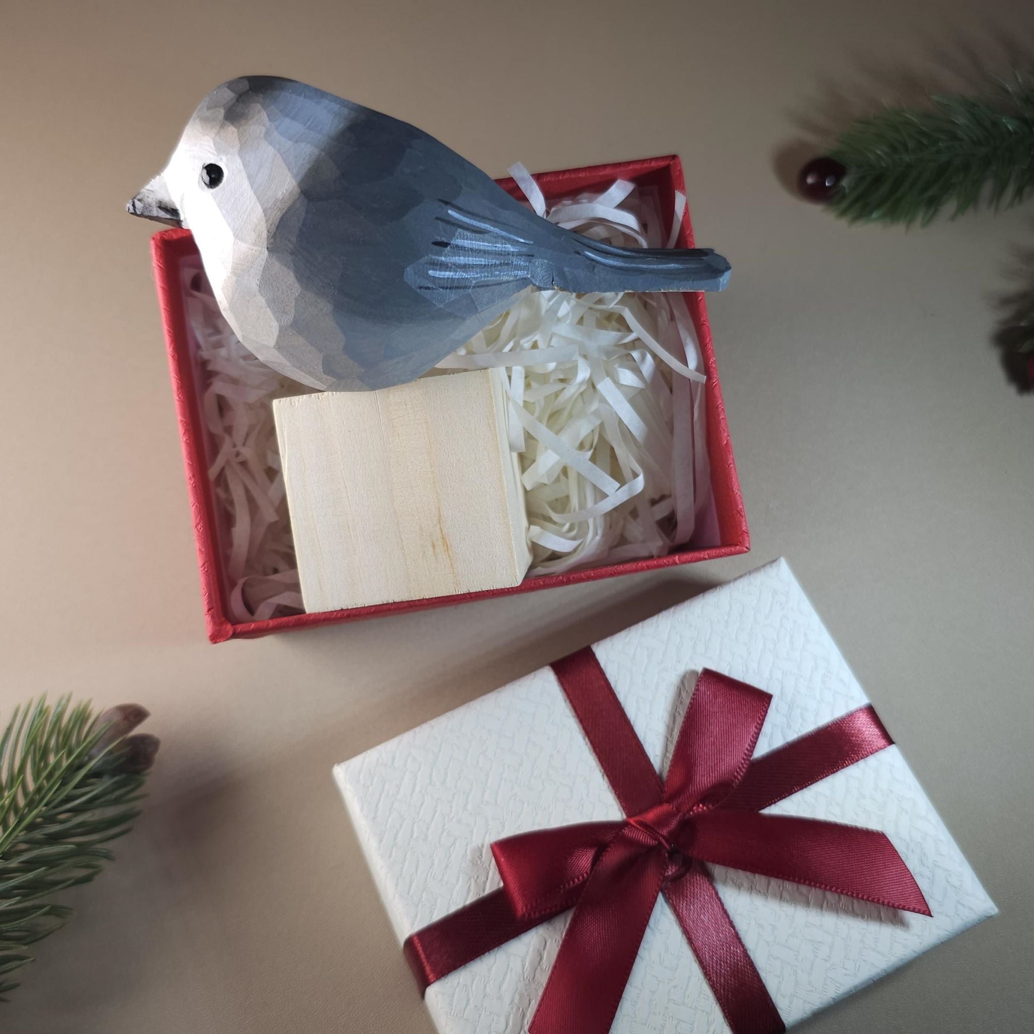 Bird Figurine comes with wooden stand and gift box packaging
