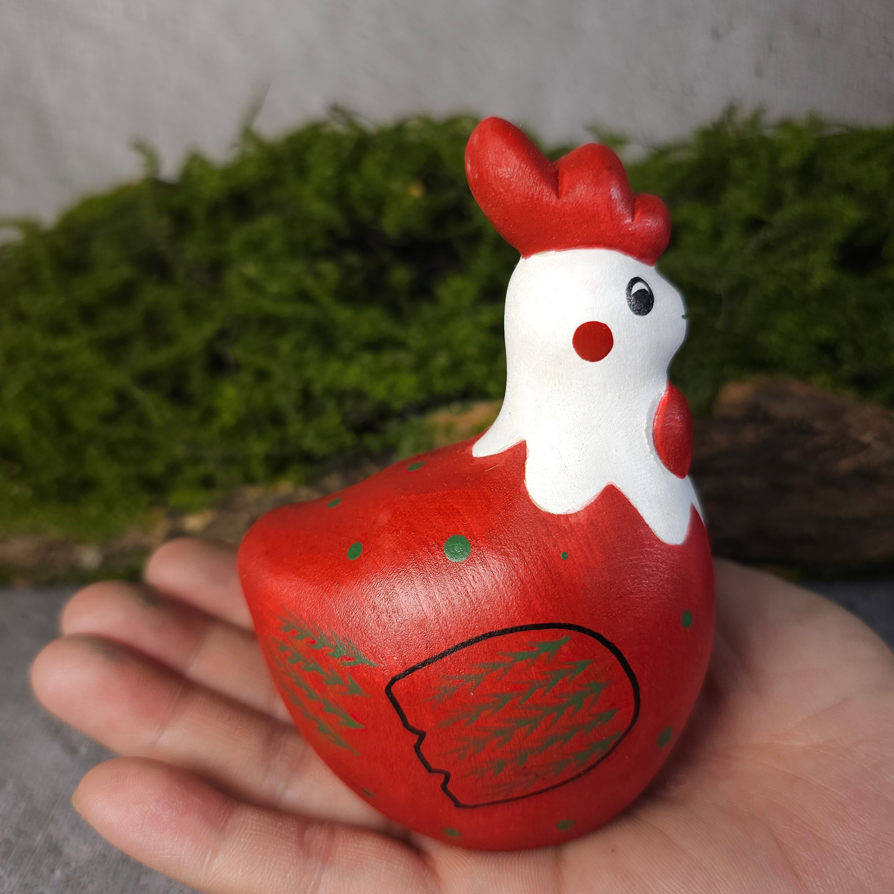 Chicken Hand-Painted Wood Figurine