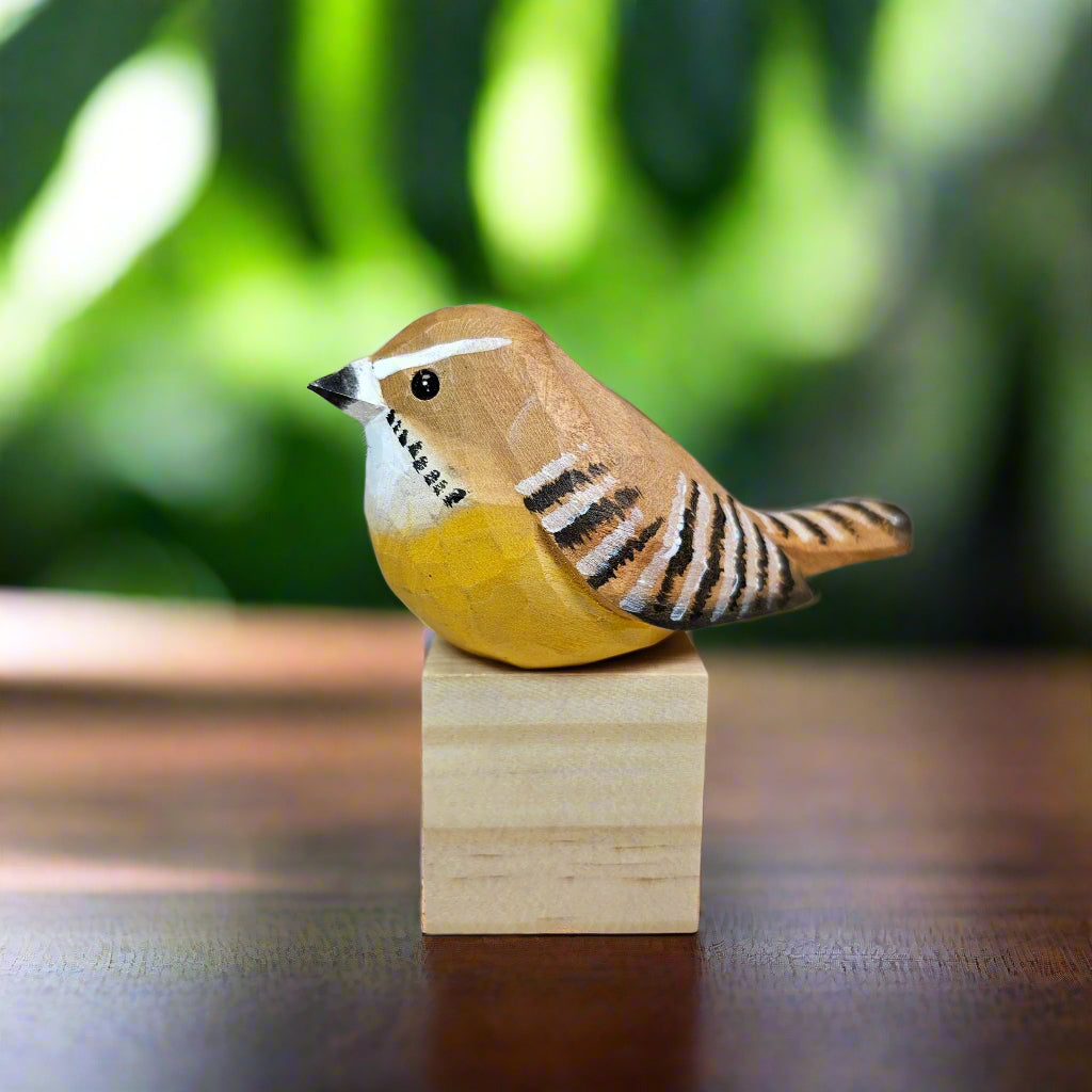 Carolina Wren Sculpted Hand-Painted Wood Bird Figure