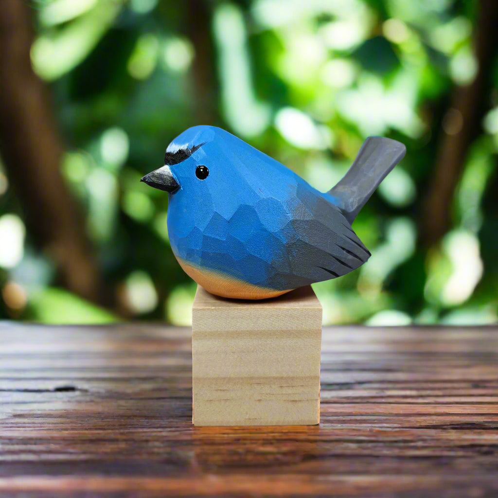 Snowy-Browed Flycatcher Sculpted Hand-Painted Bird Figure - Unique Home Decor