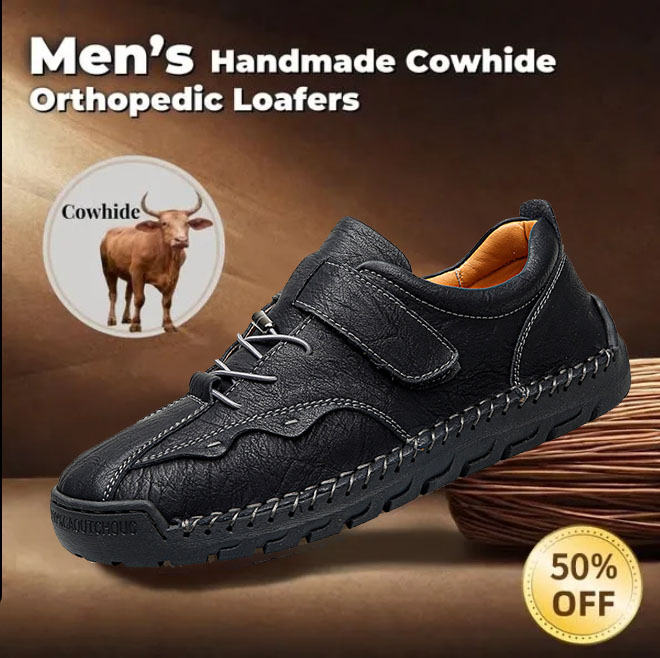 (⏰LAST DAY-70% OFF🛒)Men's Hand-Stitched Outdoor Work Shoes – Premium Cowhide Upper, Breathable, Arch Support, Soft Lining, Anti-Collision Toe, Shock-Absorbing Non-Slip Sole