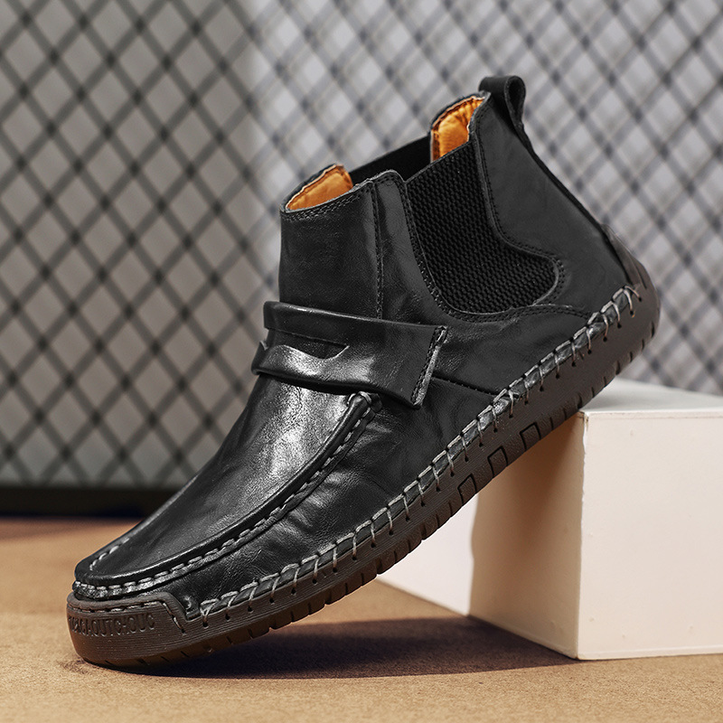 Men's Chelsea Boots, Comfy Non Slip Boots Dress Boots Casual Ankle Boots High-top Slip On Dress Shoes