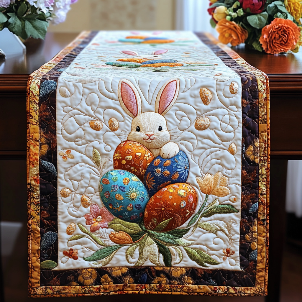 Easter Bunny Charm Quilted Table Runner NCU0NT3190