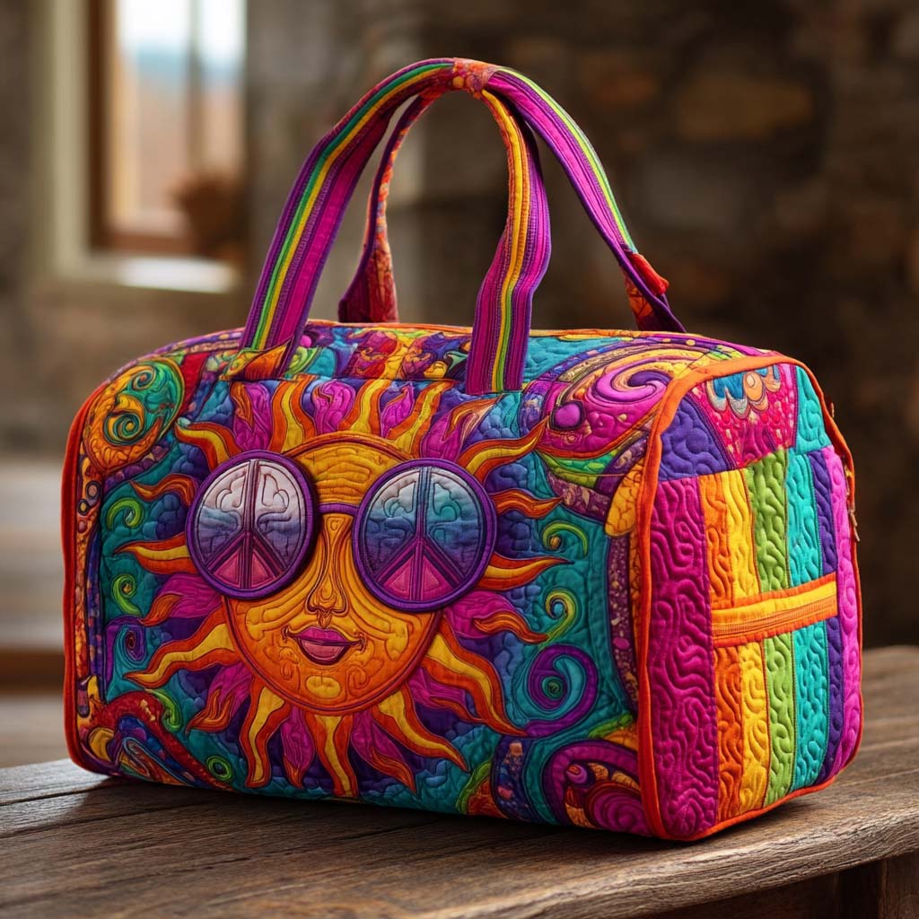 Hippie Happy Sun Quilted Duffle Bag NCU0XD462