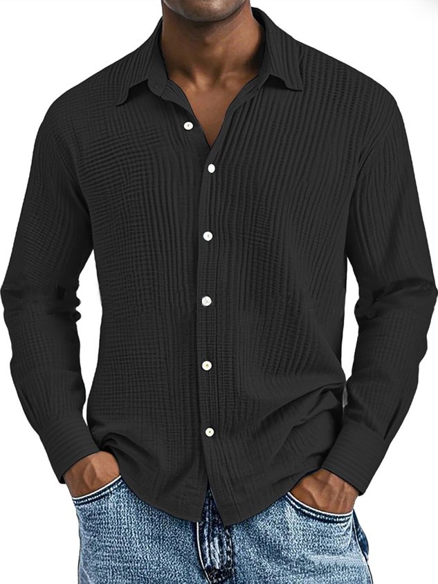 Findbestes® Basic Beach Vacation Casual Fashion Men's Long Sleeved Jacquard Shirt Breathable And Comfortable Hawaiian Camping Long Sleeved Shirt Big Tall