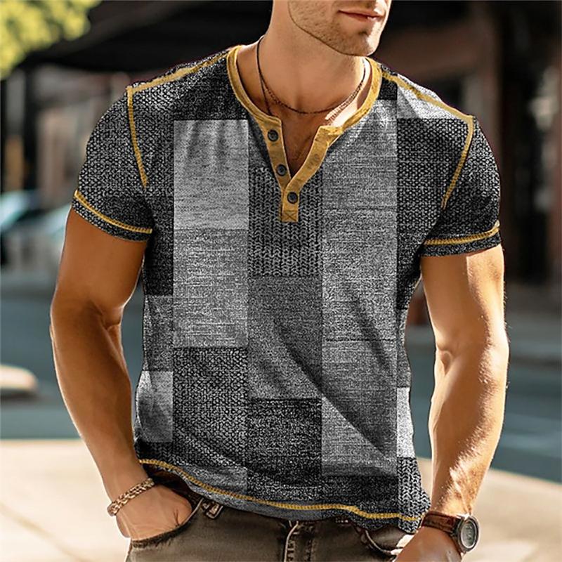 Men's Retro Casual Button Short Sleeve T-Shirt