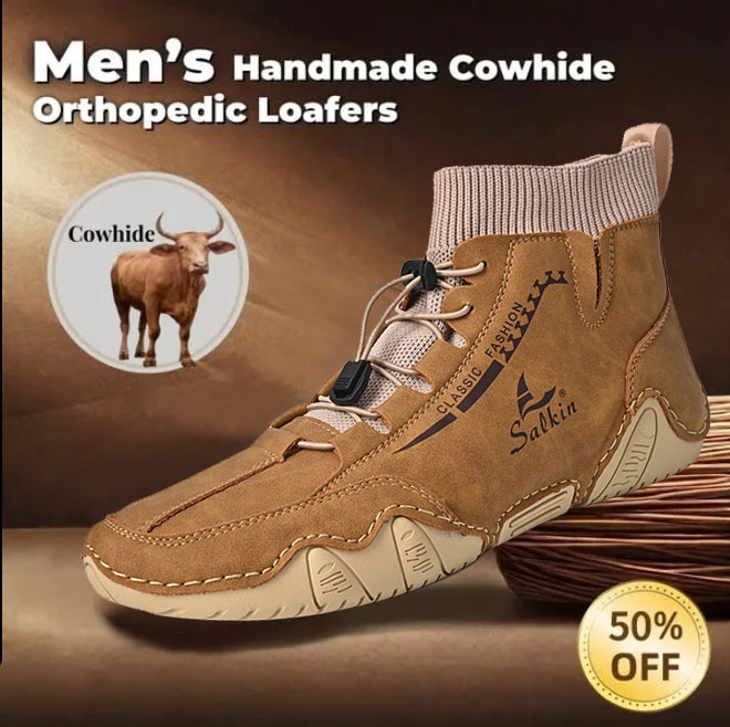 Last day 50% off 🔥⏱️Christmas sale⏱️🔥Men's genuine calfskin high-top Martin boots