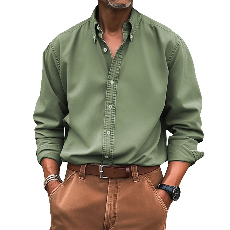 Men's Vintage Premium Washed Long Sleeve Shirt