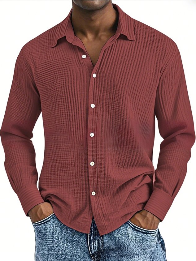 Findbestes® Basic Beach Vacation Casual Fashion Men's Long Sleeved Jacquard Shirt Breathable And Comfortable Hawaiian Camping Long Sleeved Shirt Big Tall