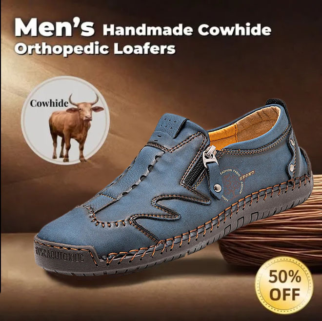 Last day for 50% off! 🔥⏱️ Christmas Sale ⏱️🔥 Men's side-zip, hand-stitched casual shoes