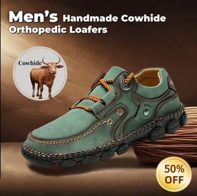 (⏰LAST DAY-50% OFF🛒)Men's Handmade Leather Orthopedic Shoes Durable Non-slip Anti-puncture Hiking Shoes