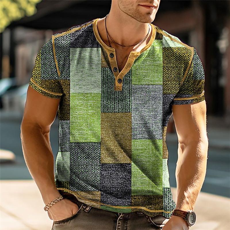 Men's Retro Casual Button Short Sleeve T-Shirt