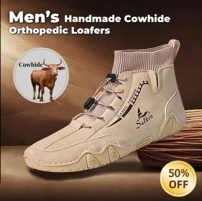 Last day 50% off 🔥⏱️Christmas sale⏱️🔥Men's genuine calfskin high-top Martin boots