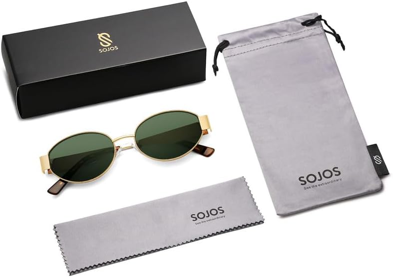 SOJOS Retro Oval Sunglasses for Women Trendy Classic Shades UV400 Protection