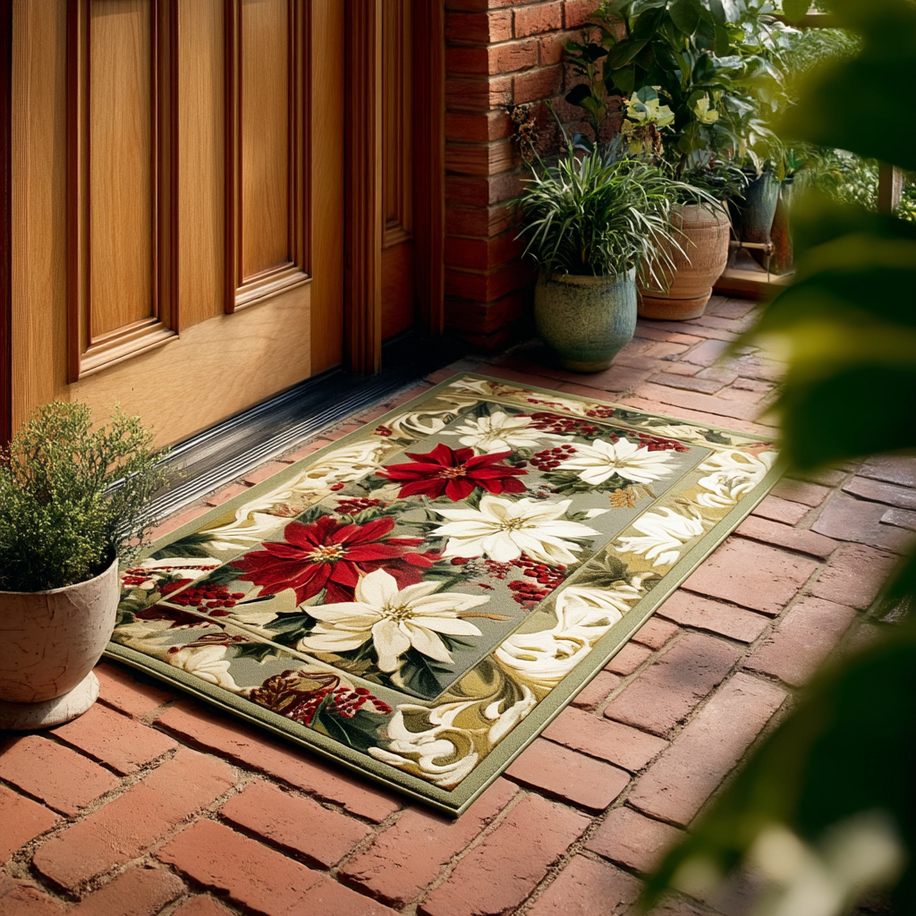 Silver Poinsettia Path Doormat NCU0HH1291
