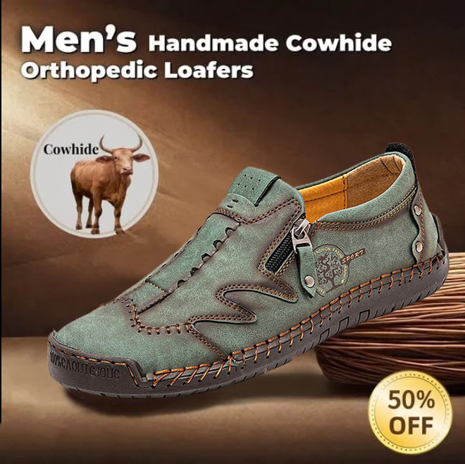Last day for 50% off! 🔥⏱️ Christmas Sale ⏱️🔥 Men's side-zip, hand-stitched casual shoes