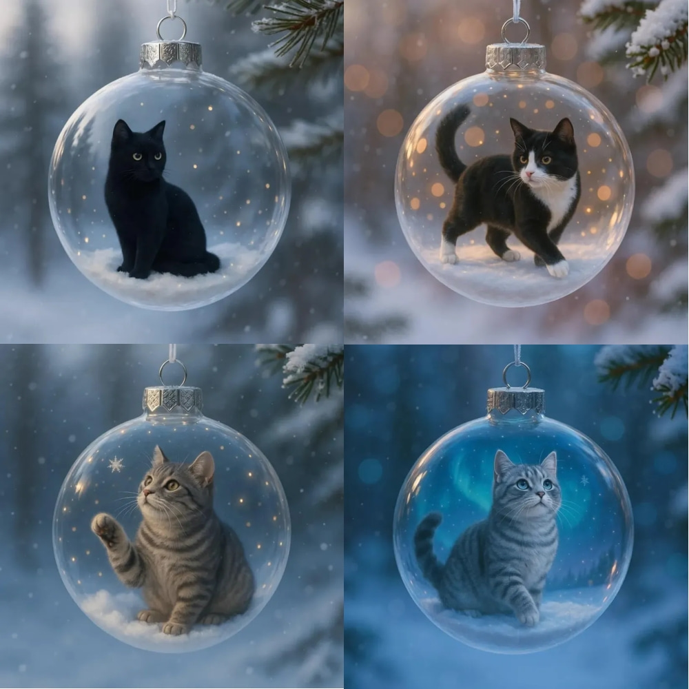 Adorable Cat Christmas Ornament Set – Limited Edition 2025 Holiday Collection for Cat Lovers