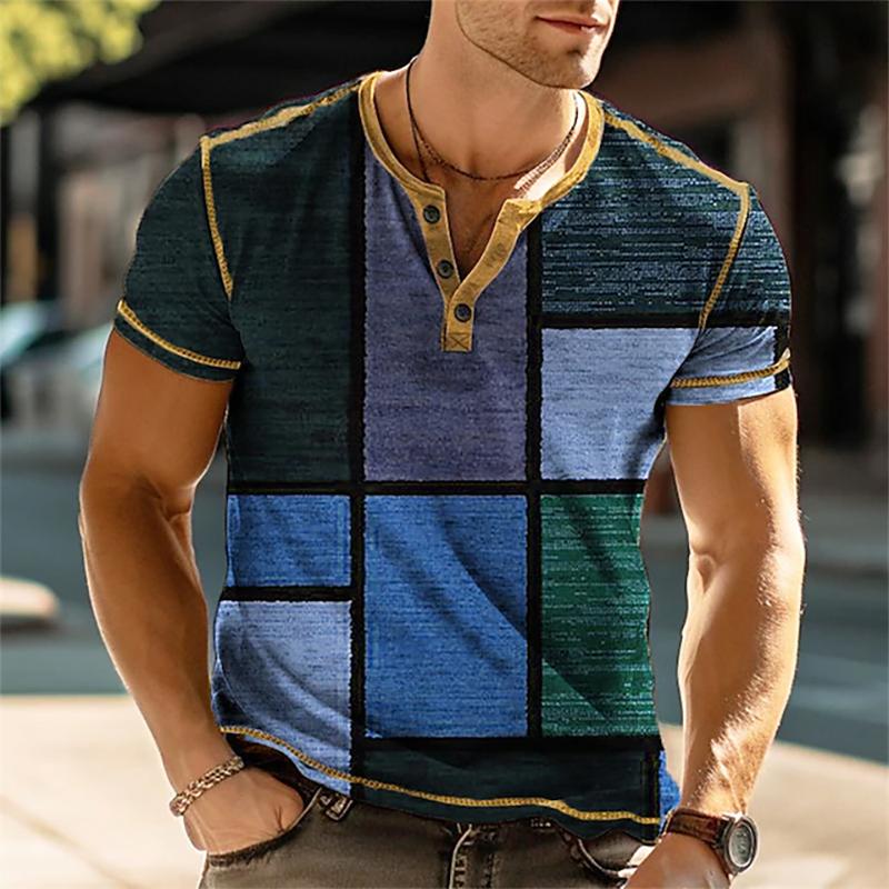 Men's Retro Casual Button Short Sleeve T-Shirt
