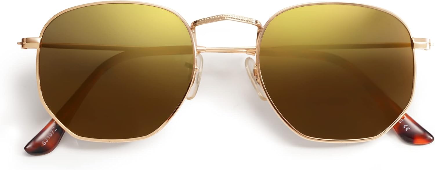 SOJOS Square Polarized Sunglasses for Women Men Small Hexagonal Polygon Shades SJ1072