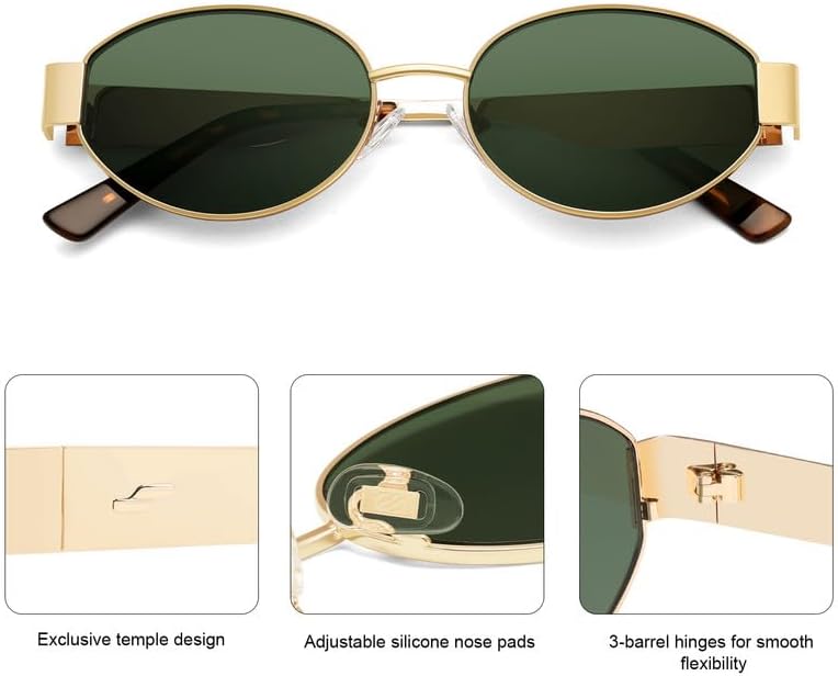 SOJOS Retro Oval Sunglasses for Women Trendy Classic Shades UV400 Protection