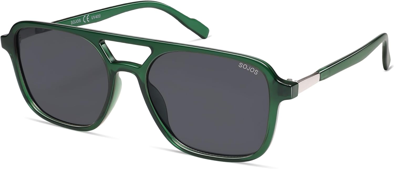SOJOS Retro Aviator Sunglasses for Women Men,Trendy Rectangle Womens Mens Shades Sun Glasses SJ2202
