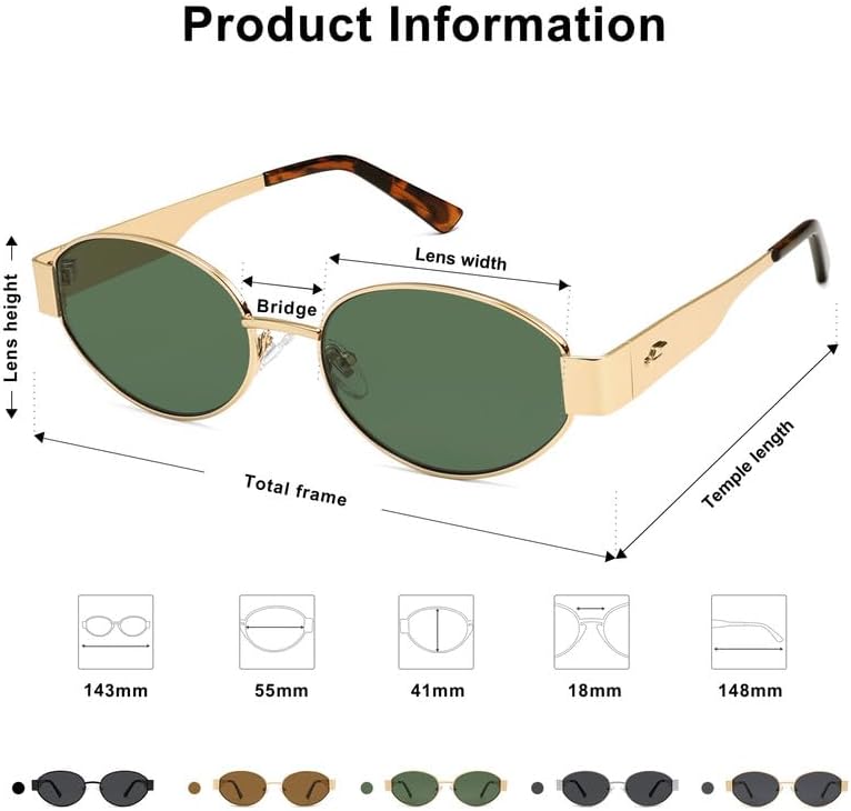 SOJOS Retro Oval Sunglasses for Women Trendy Classic Shades UV400 Protection
