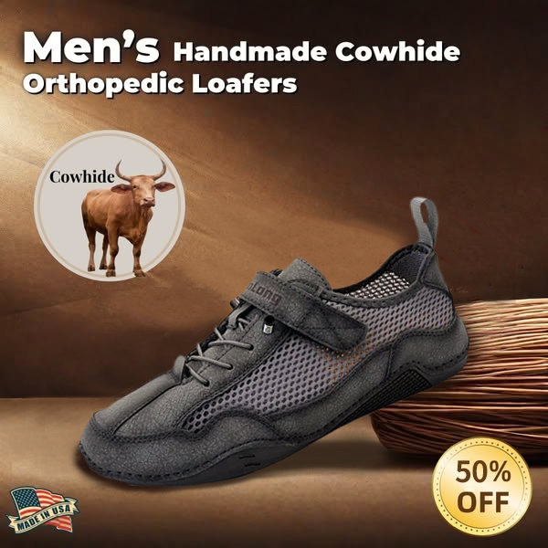 ⏰Promotion - 50% OFF🔥Men's Breathable Leather Orthopedic Shoes – Hand-Stitched, Non-Slip