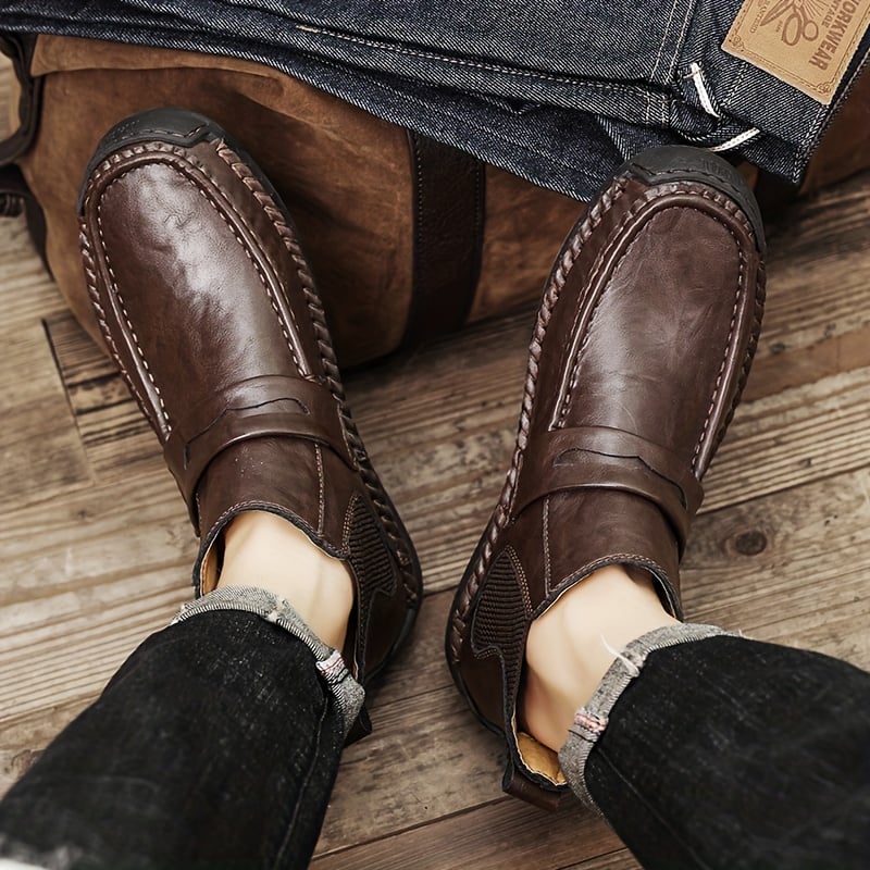 Men's Chelsea Boots, Comfy Non Slip Boots Dress Boots Casual Ankle Boots High-top Slip On Dress Shoes