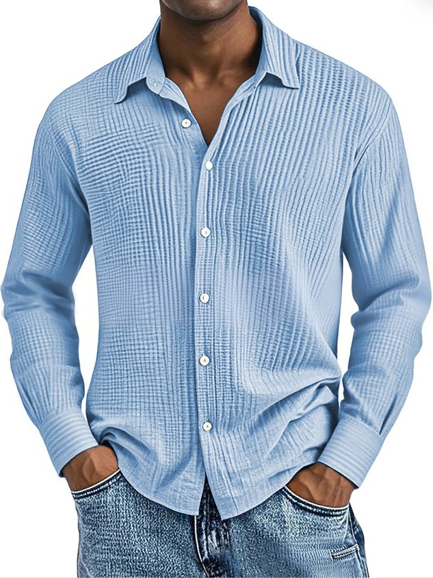 Findbestes® Basic Beach Vacation Casual Fashion Men's Long Sleeved Jacquard Shirt Breathable And Comfortable Hawaiian Camping Long Sleeved Shirt Big Tall