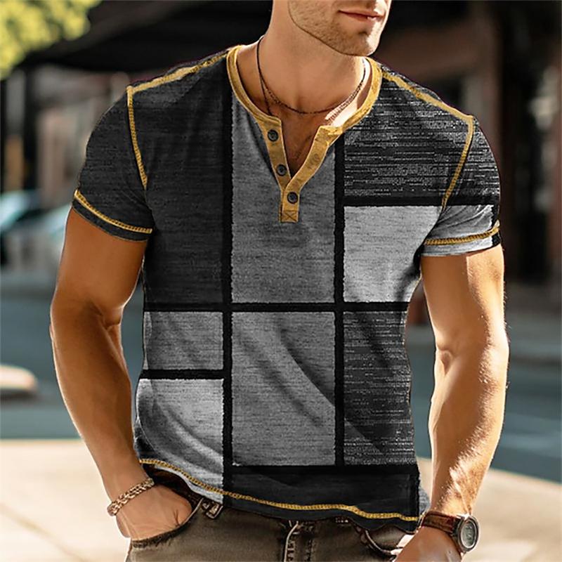 Men's Retro Casual Button Short Sleeve T-Shirt