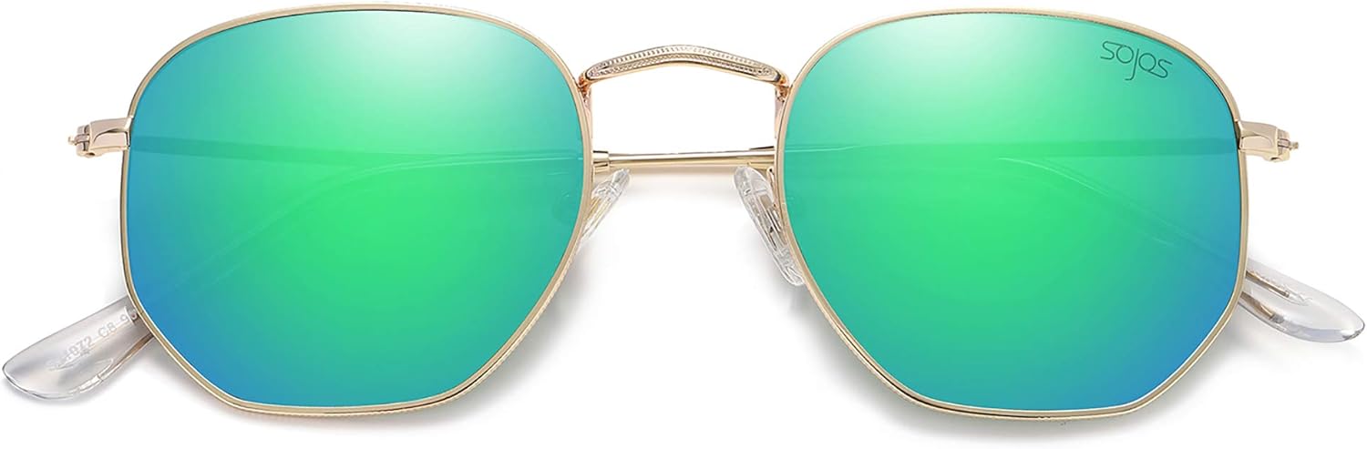 SOJOS Square Polarized Sunglasses for Women Men Small Hexagonal Polygon Shades SJ1072