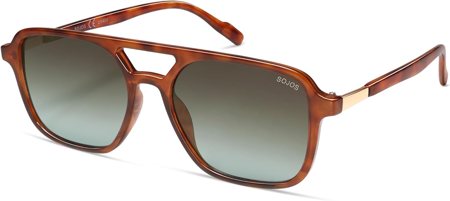 SOJOS Retro Aviator Sunglasses for Women Men,Trendy Rectangle Womens Mens Shades Sun Glasses SJ2202