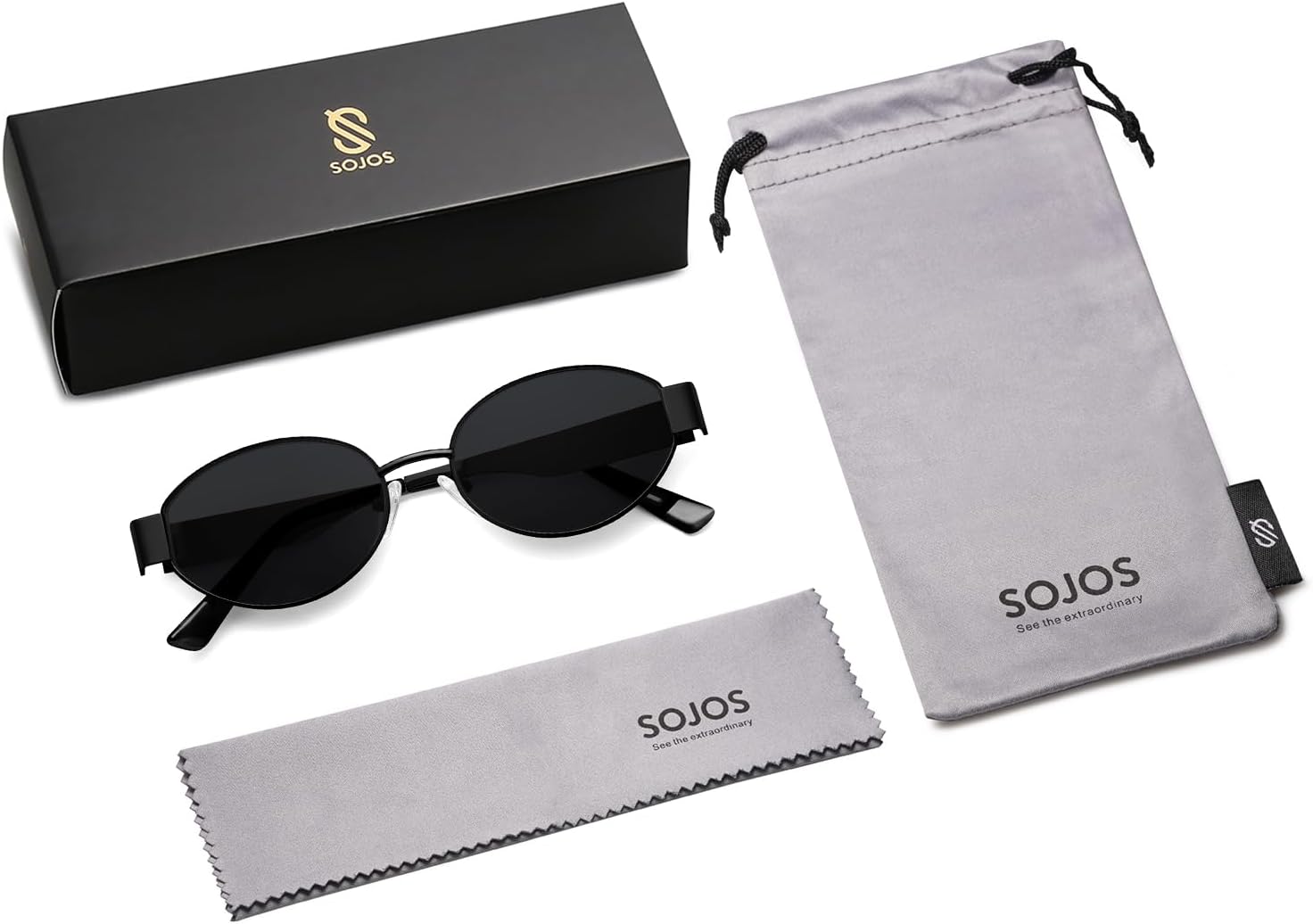 SOJOS Retro Oval Sunglasses for Women Trendy Classic Shades UV400 Protection