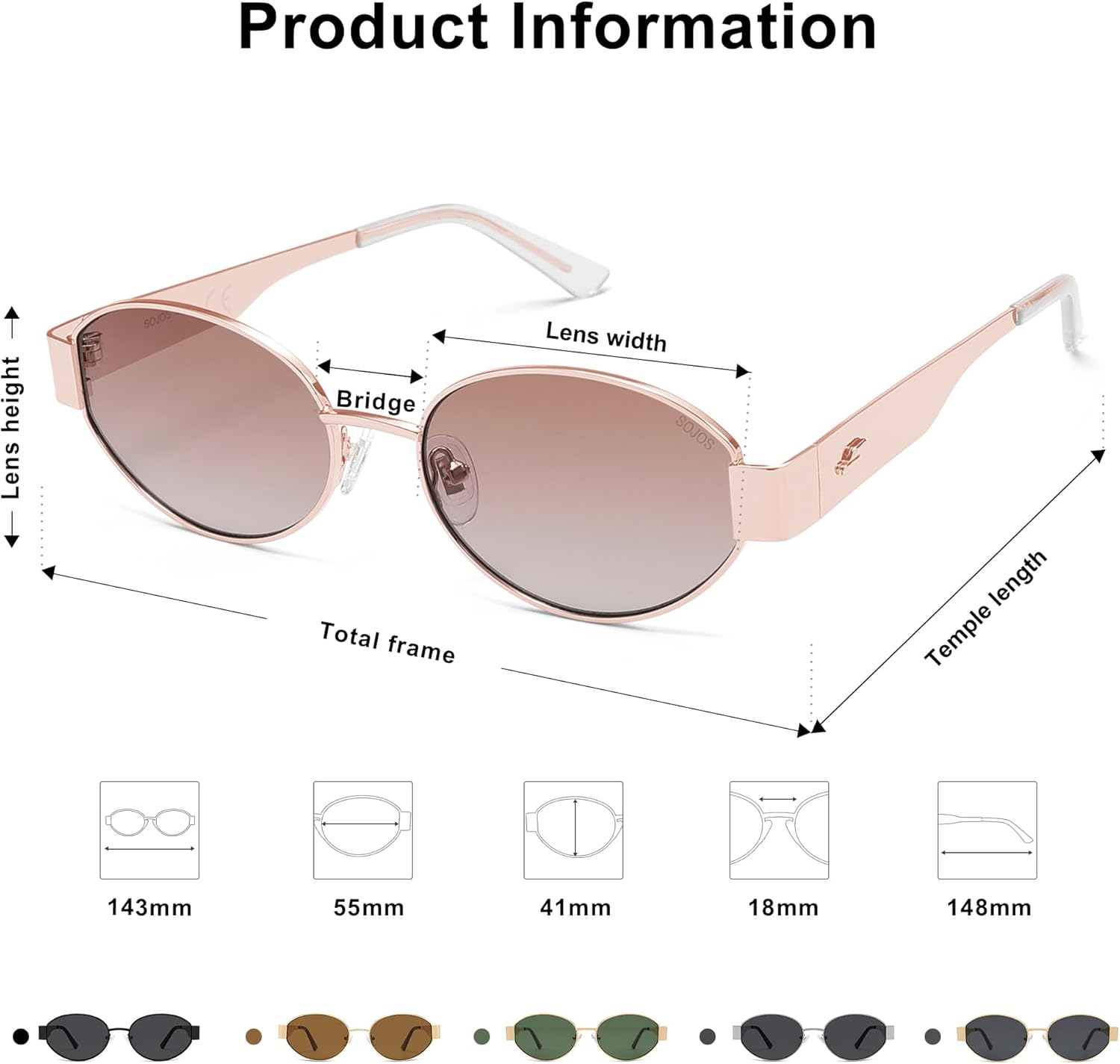 SOJOS Retro Oval Sunglasses for Women Trendy Classic Shades UV400 Protection