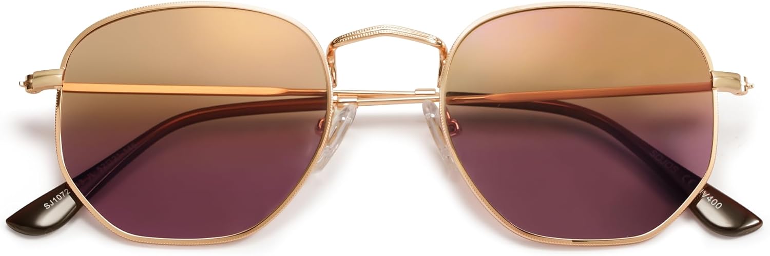 SOJOS Square Polarized Sunglasses for Women Men Small Hexagonal Polygon Shades SJ1072