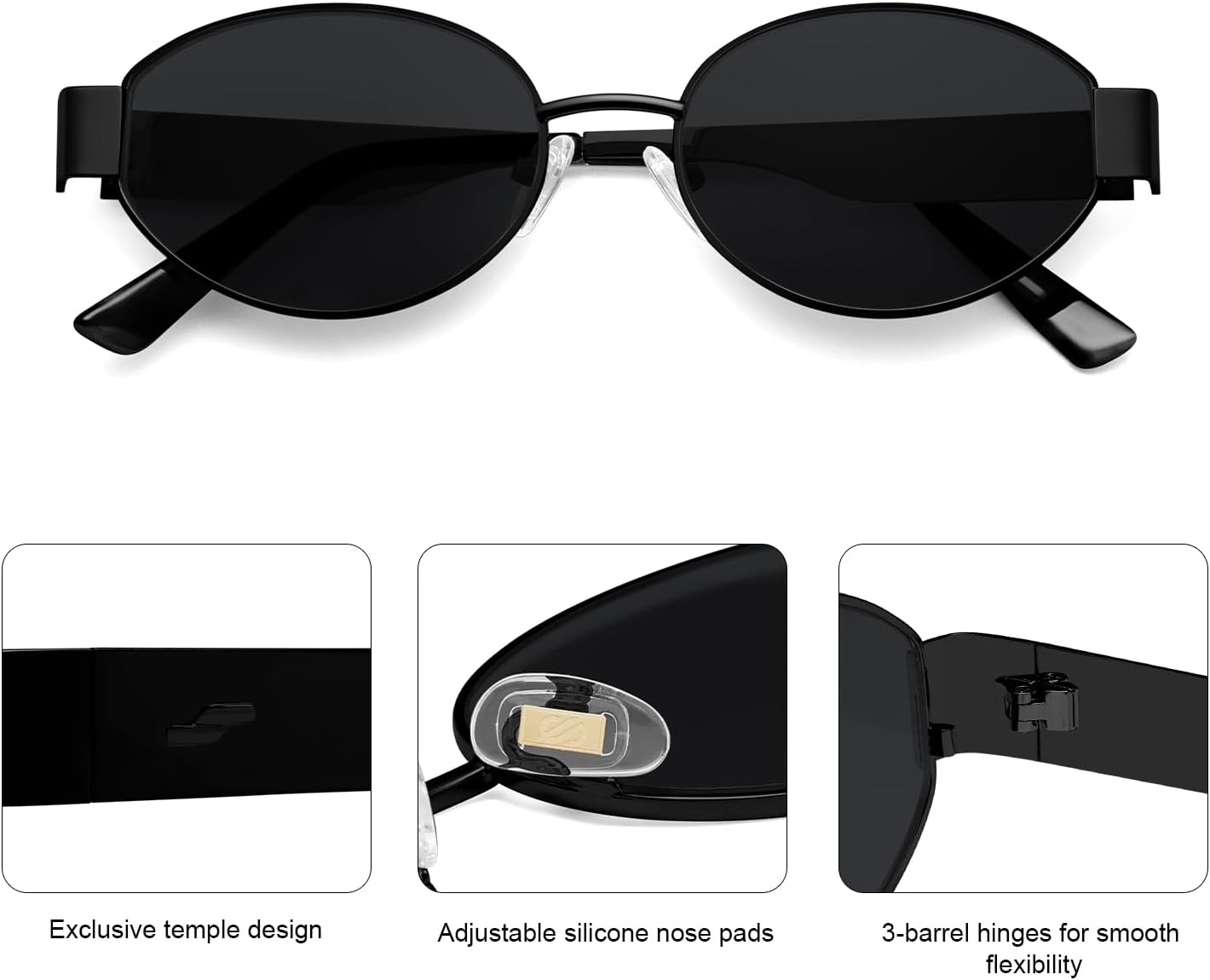 SOJOS Retro Oval Sunglasses for Women Trendy Classic Shades UV400 Protection