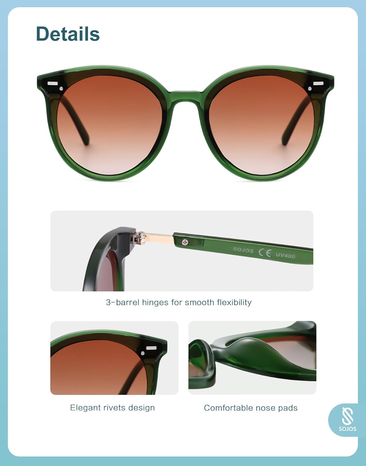 SOJOS Sunglasses Womens Trendy 2025 Classic Round Retro Vintage Shades Large Frame Sunnies SJ2067