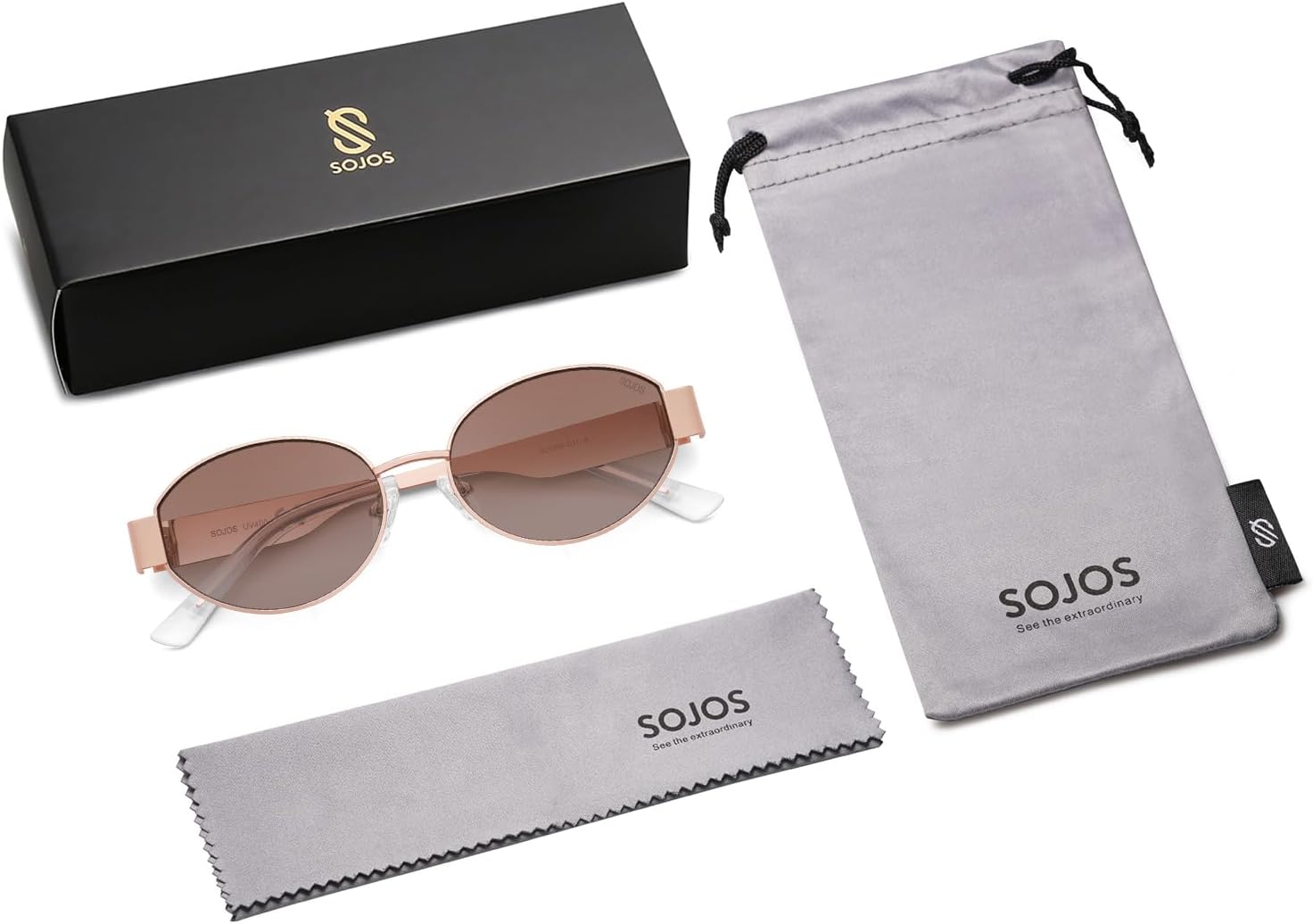 SOJOS Retro Oval Sunglasses for Women Trendy Classic Shades UV400 Protection