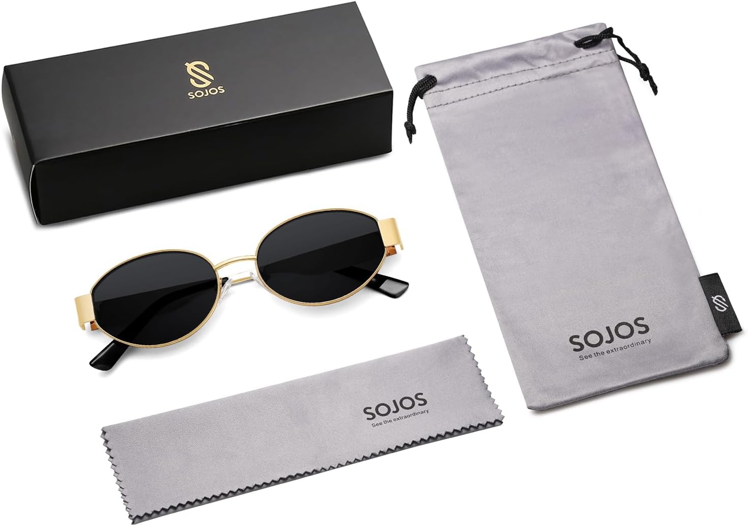 SOJOS Retro Oval Sunglasses for Women Trendy Classic Shades UV400 Protection