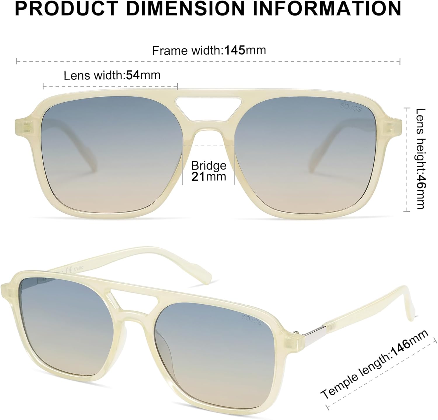 SOJOS Retro Aviator Sunglasses for Women Men,Trendy Rectangle Womens Mens Shades Sun Glasses SJ2202