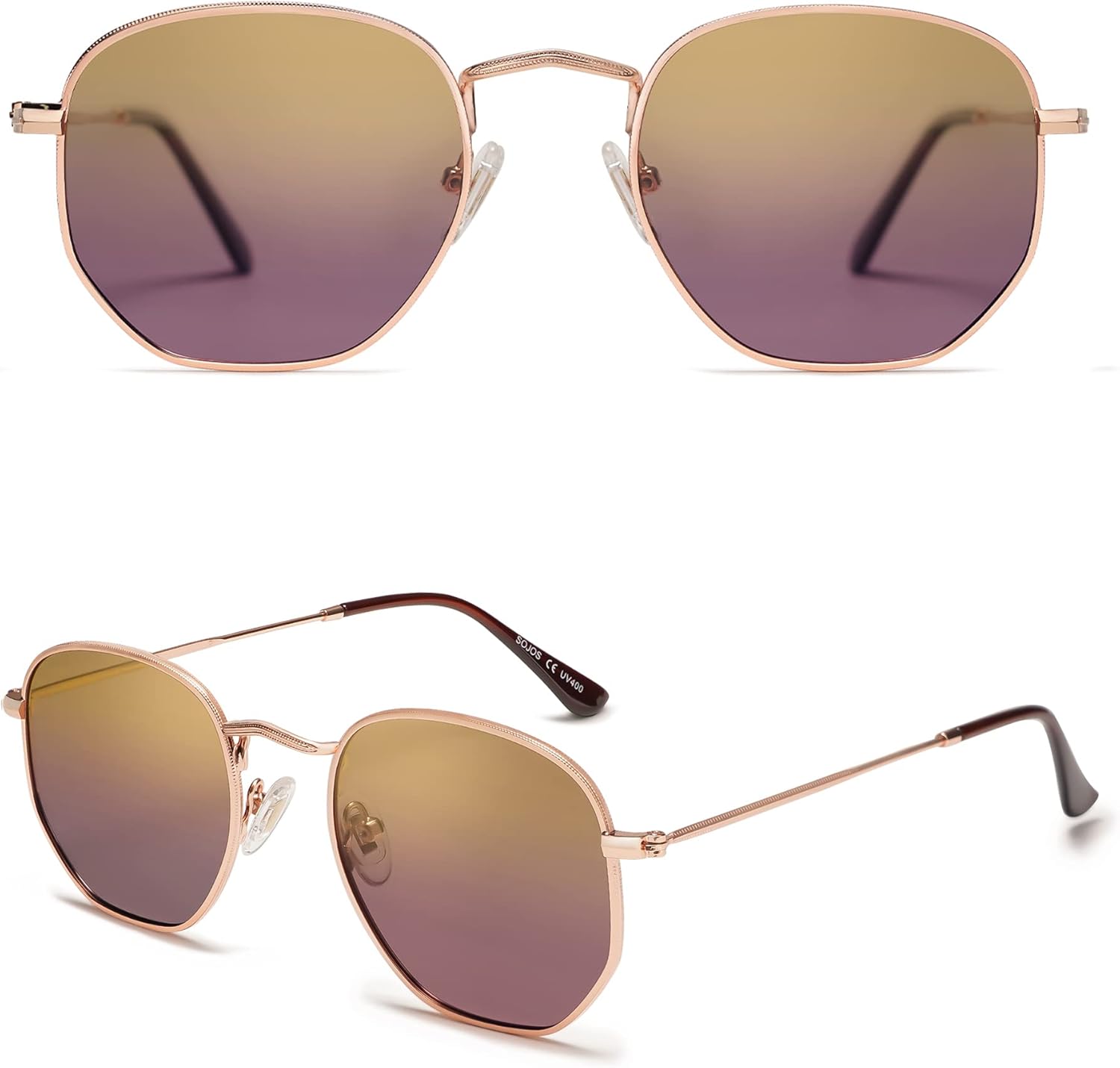 SOJOS Square Polarized Sunglasses for Women Men Small Hexagonal Polygon Shades SJ1072