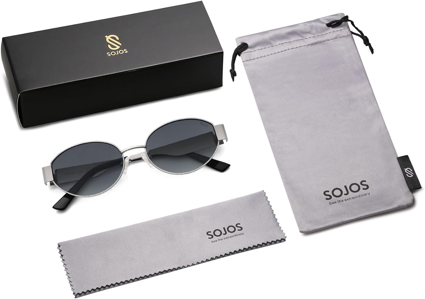 SOJOS Retro Oval Sunglasses for Women Trendy Classic Shades UV400 Protection