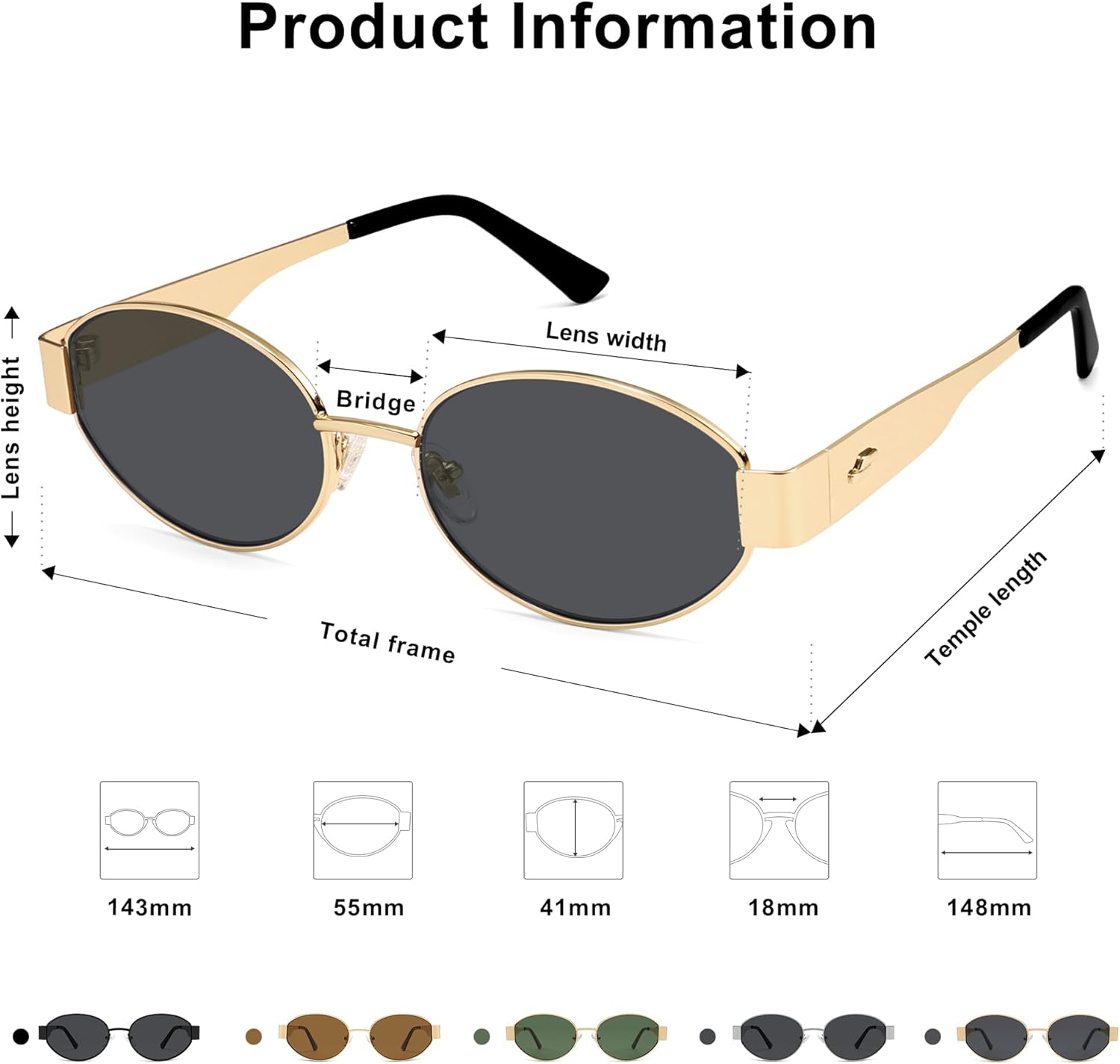 SOJOS Retro Oval Sunglasses for Women Trendy Classic Shades UV400 Protection