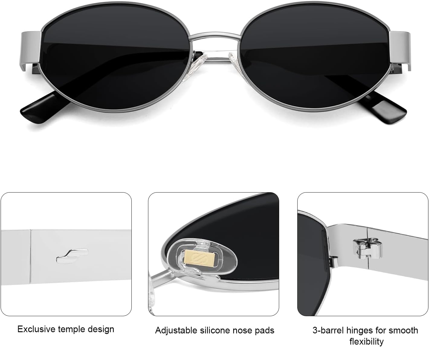 SOJOS Retro Oval Sunglasses for Women Trendy Classic Shades UV400 Protection