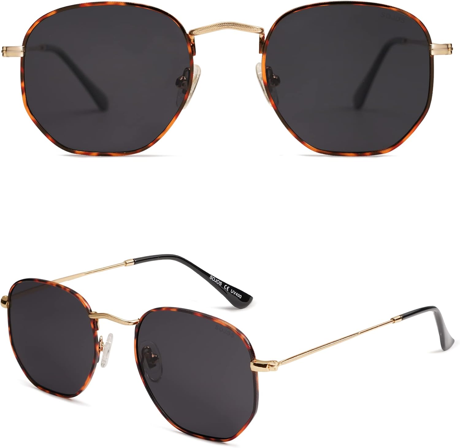 SOJOS Square Polarized Sunglasses for Women Men Small Hexagonal Polygon Shades SJ1072