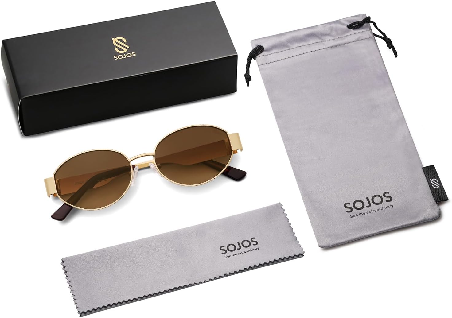SOJOS Retro Oval Sunglasses for Women Trendy Classic Shades UV400 Protection