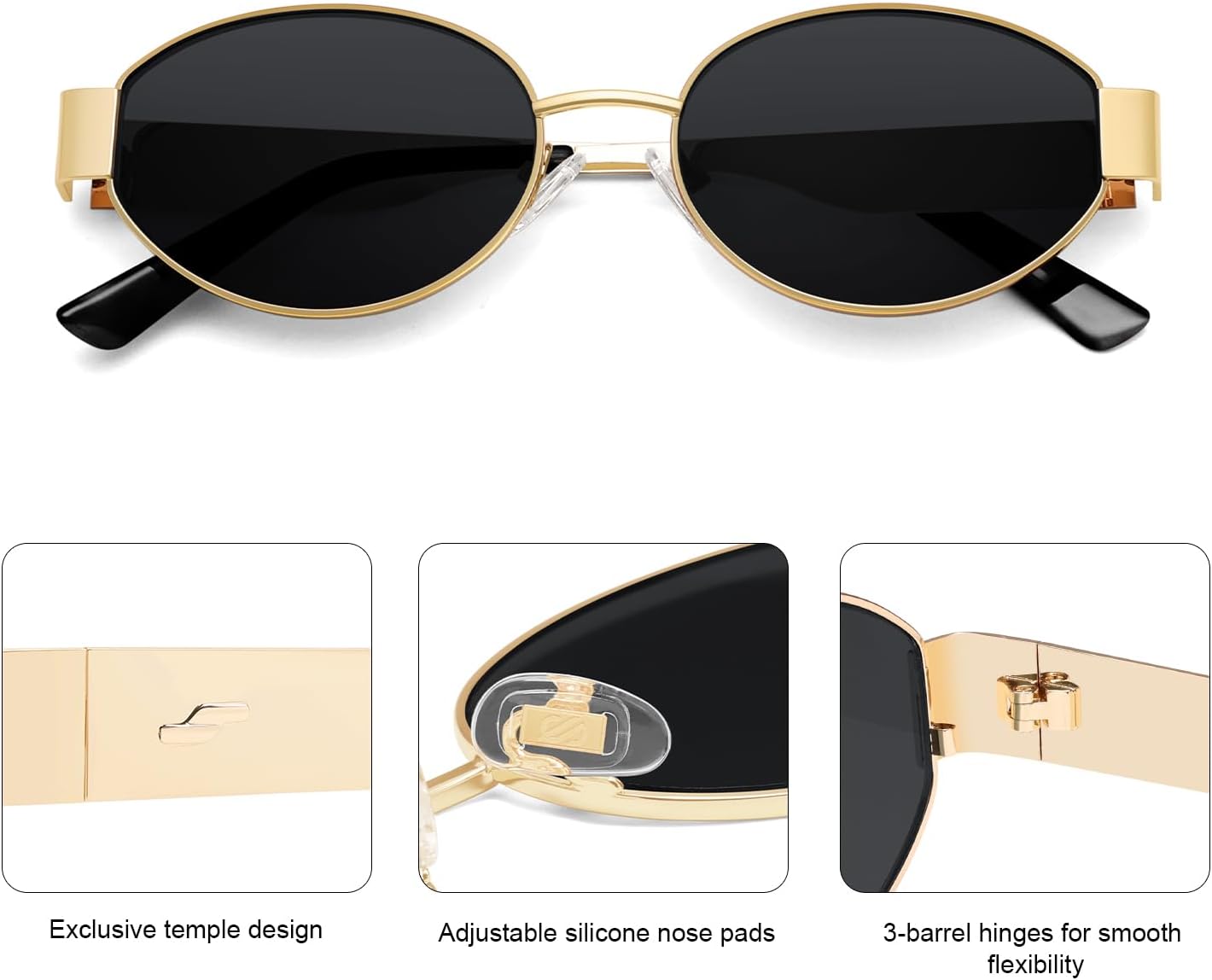 SOJOS Retro Oval Sunglasses for Women Trendy Classic Shades UV400 Protection