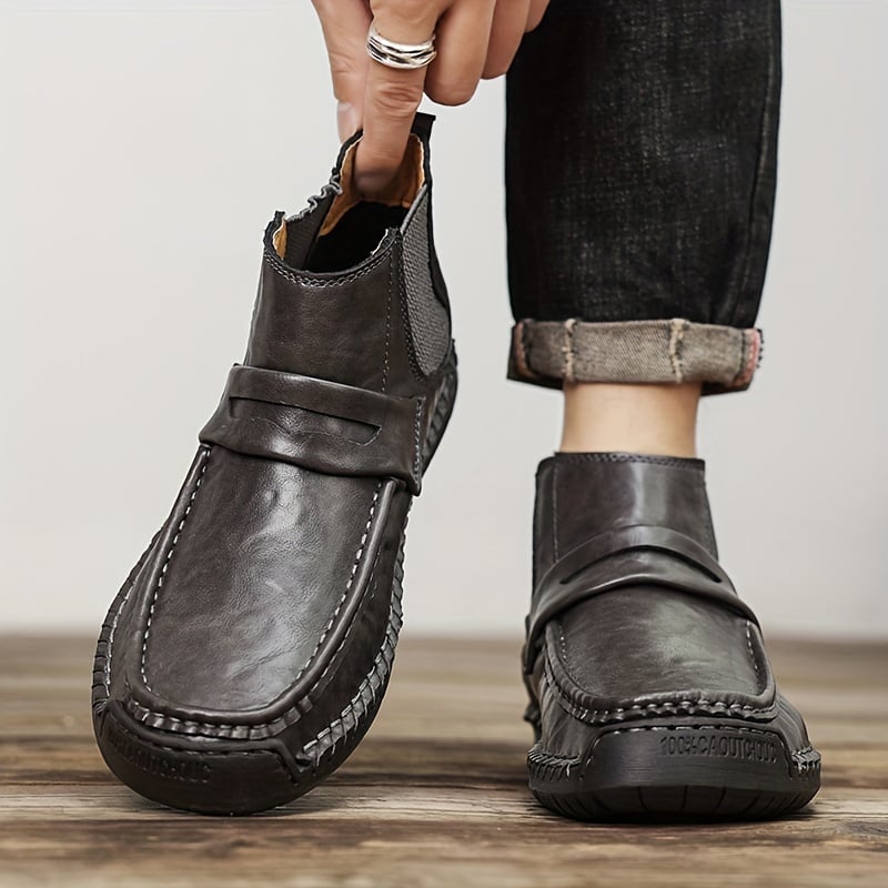 Men's Chelsea Boots, Comfy Non Slip Boots Dress Boots Casual Ankle Boots High-top Slip On Dress Shoes