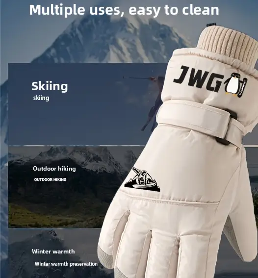 winter skihandschoenen voor heren, warme sneeuwhandschoenen, dik voor buitensporten,   tegen regen en sneeuw, gemakkelijk schoon te maken, hoogwaardige skispullen, pluche, koubestendig Productgegevens 4