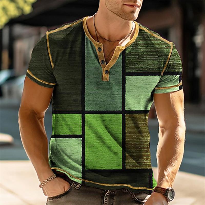 Men's Retro Casual Button Short Sleeve T-Shirt
